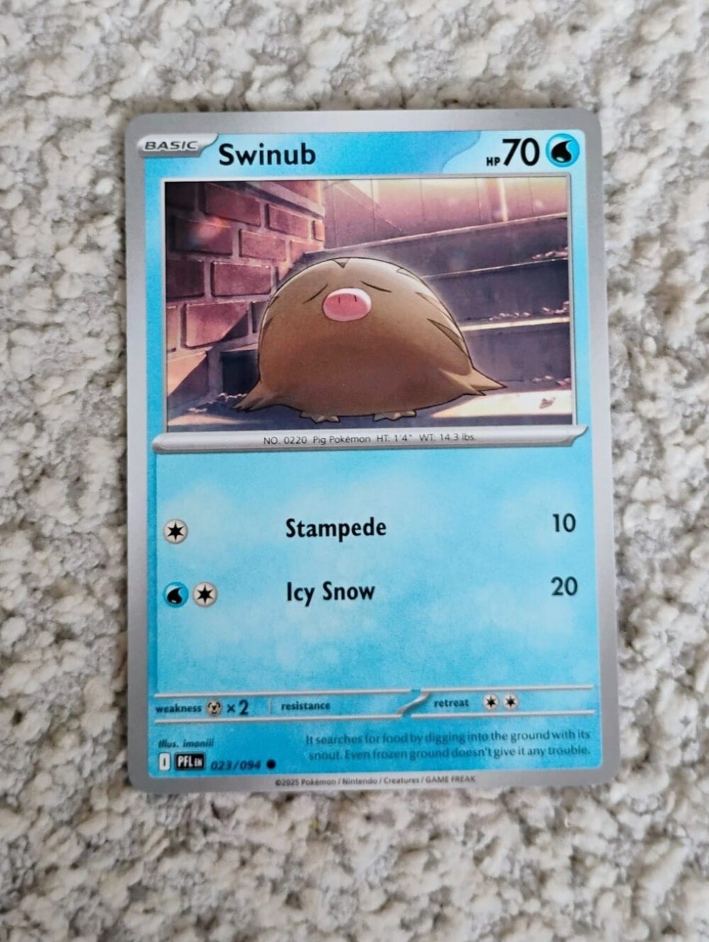 POKEMON TCG Card Swinub Phantasmal Flames 023/094